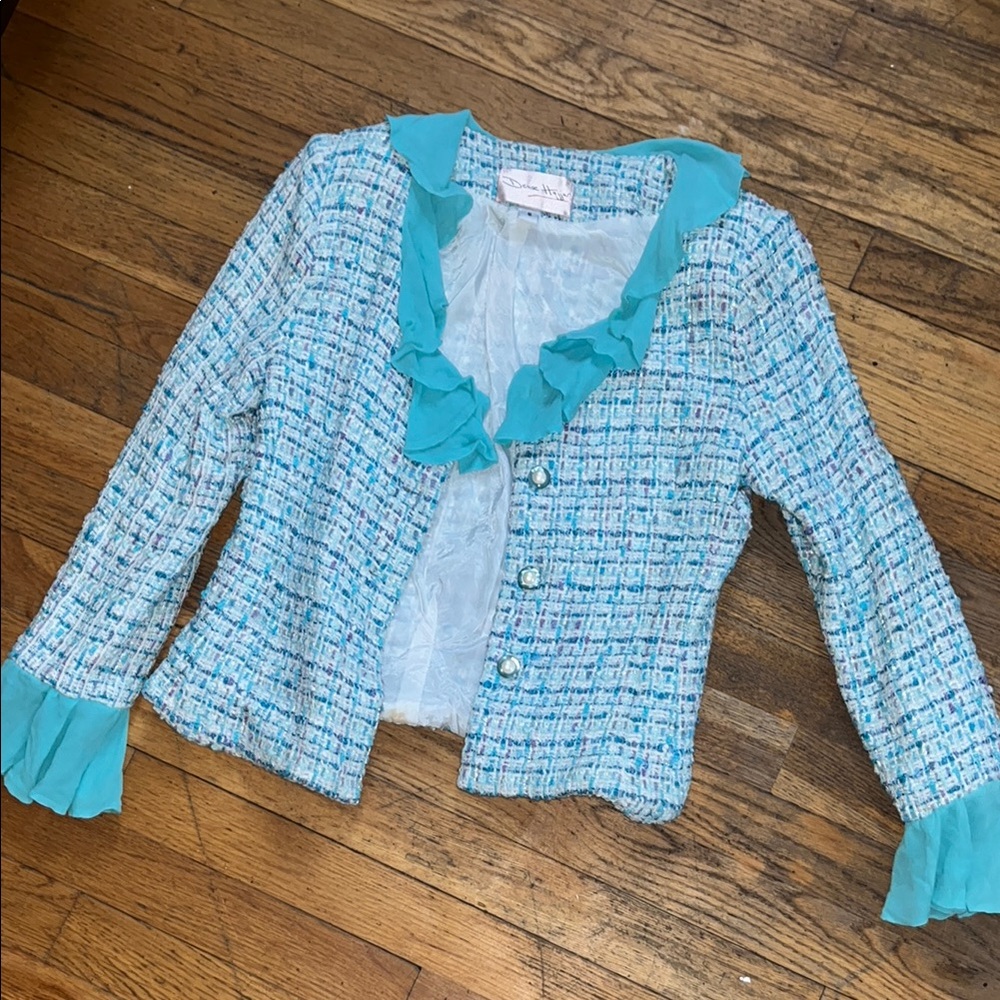 Chic Blue Tweed Women's Jacket